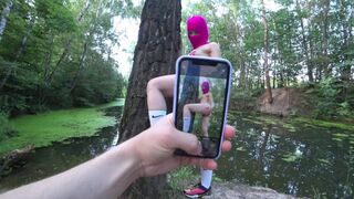 Világos Szőke tinédzser szeretkezés cosplay-ben, arcra élvezés balaklaván